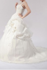 Organza Straps Neckline Ball Gown Dress with Handmade Flowers