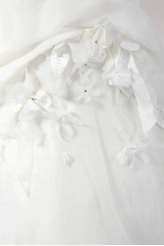 Organza Straps Neckline Ball Gown Dress with Handmade Flowers