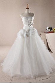 Net Strapless Ball Gown Dress