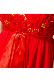 Chiffon V-neck Floor Length Empire Dress with Sequins