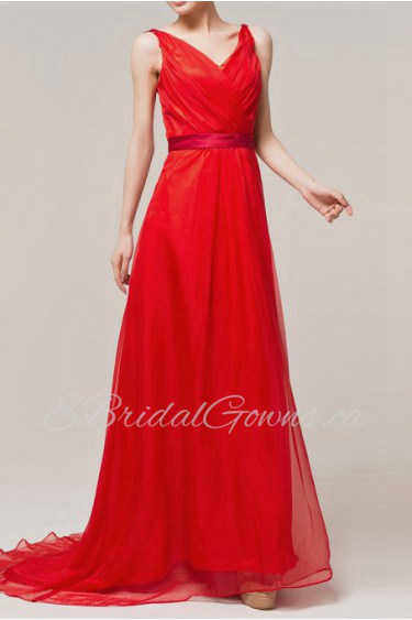 Chiffon V-neck A-line Dress