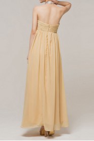 Chiffon Halter Floor Length Empire Dress with Crystal