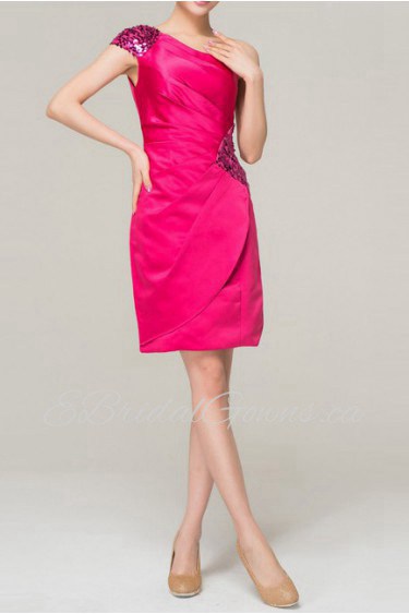 Chiffon One Shoulder Short Dress with Crystal