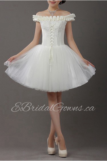 Satin Off-the-Shoulder Short Dress with Sequins