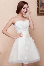 Lace and Satin Sweetheart Dress with Bow