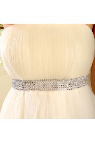 Satin and Tulle Strapless Dress with Diamond