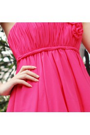 Satin One-shoulder Dress with 