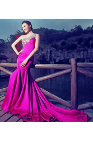 Satin One-shoulder Dress with Diamond