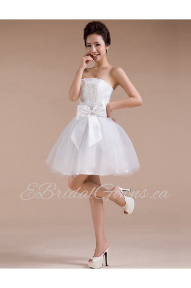 Tulle Strapless Sheath Dress with Bow