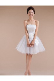 Tulle Strapless Sheath Dress with Bow