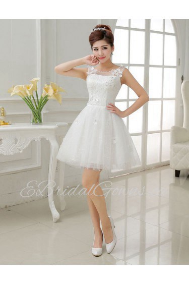 Tulle Scoop Sheath Dress with Handmade Flower