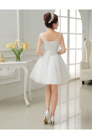 Tulle Scoop Sheath Dress with Handmade Flower