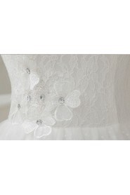 Tulle Scoop Sheath Dress with Handmade Flower