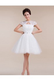 Tulle High-Neck Sheath Dress with Beading and Sequin