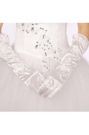 Satin Fingertips Elbow Length Wedding Gloves