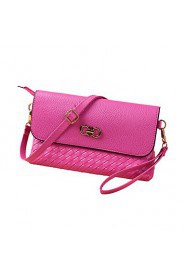 New Women PU Crossbody Bag Weave Snap Button Zipper Casual Vintage Shoulder Clutch Bags