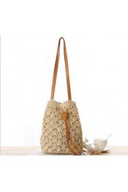 Women Casual Straw Tote Beige