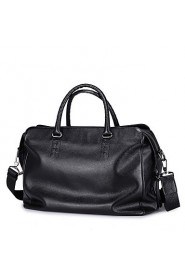 Men's Real Genuine Cowhide Leather Purse Satchel Shoulder Hand Bag Travel Weekender Outdoor Casual Tote Black