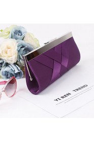 Women Silk / Metal Minaudiere Clutch / Evening Bag Beige / Purple / Red / Black / Fuchsia