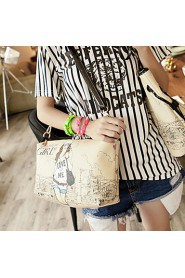 Women PU Barrel Shoulder Bag / Tote Beige