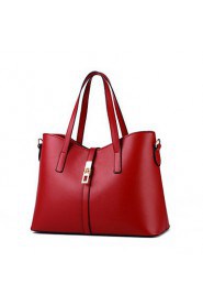 Women PU Baguette Shoulder Bag / Tote Red / Black