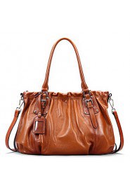 Fold Leather Fashion Casual Big Bag Hand Shoulder Bag Messenger Bag