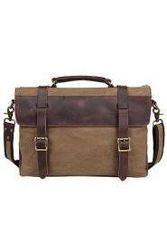 Men Cowhide / Canvas Messenger Shoulder Bag / Tote / Satchel / Laptop Bag / School Bag Green / Brown / Gray / Khaki