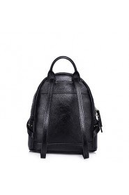 Real Genuine Leather Backpack Bag School Travel Punk Rivet Rhinestone Pearl Flowers