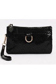 Women Cowhide Casual Clutch Carry on Bag Black