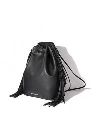 Women PU Bucket Shoulder Bag / Backpack / School Bag / Carry on Bag / Boarding Case/Cabin Case Black