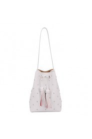 Women PU Bucket Shoulder Bag / Tote White / Pink / Blue / Gray / Black