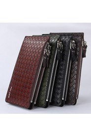 Famous Brand Men's Two Layer Folded Long Pu Leather Wallets Male's Business Clutch Wallet Card Purse