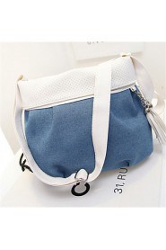 Women's PU Barrel Shoulder Bag Blue