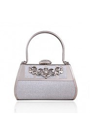 Women PVC / Metal Minaudiere Clutch / Evening Bag Silver