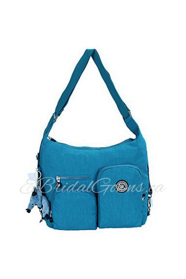 Women Waterproof Nylon Shoulder Bag Zip Closure Double Pocket Large Capacity Backpack