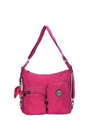 Women Waterproof Nylon Shoulder Bag Zip Closure Double Pocket Large Capacity Backpack