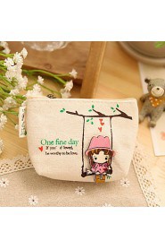 4 Colors Vintage Women Girl Kid Baby Storage Cute Flower Floral Coin Round Canvas Zipper Bag Change Wallet Purse