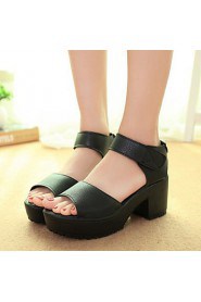 Women's Shoes Chunky Heel Creepers/Comfort Peep Toe Sandals Casual Black/White
