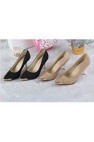 Women's Shoes Leather Kitten Heel Heels/Pointed Toe/Closed Toe Pumps/Heels Dress/Casual Black/Green/Red/Beige