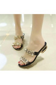 Women's Shoes Chunky Heel Peep Toe Sandals Dress Black/White/Gold