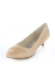 Women's Shoes Silk Low Heel Heels / Round Toe Heels Wedding / Dress Blue / Purple / Red / Ivory / Champagne