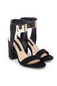 Women's Shoes Synthetic / Fleece Chunky Heel Heels Sandals / Heels Party & Evening / Dress / Casual Black