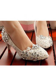 Women's Shoes Leather Low Heel Heels/Round Toe Pumps/Heels Wedding/Party & Evening White