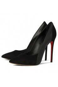 Women's Shoes Fleece Stiletto Heel Heels / Pointed Toe Heels Party & Evening / Dress / Casual Black / Blue / Red