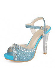 Women's Shoes Heel Heels / Peep Toe / Platform Sandals / Heels Party & Evening / Dress / Casual Blue / Silver / YX-5
