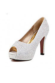 Women's Shoes Peep Toe Stiletto Heel Pumps with Crystal Wedding Shoes