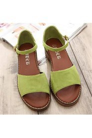 Women's Shoes Synthetic Chunky Heel Peep Toe Sandals Casual Black / Green / White / Gray