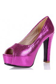 Women's Shoes Chunky Heel/Peep Toe/Platform Heels Party & Evening/Dress Blue/Silver/Gold/Fuchsia