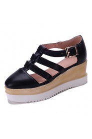 Women's Shoes Leatherette Platform Platform / Gladiator / Square Toe Sandals Dress Black / White / Silver / Gold