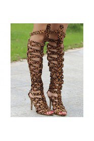 Women's Shoes Leatherette Stiletto Heel Heels / Open Toe Sandals Party & Evening / DressBlack /